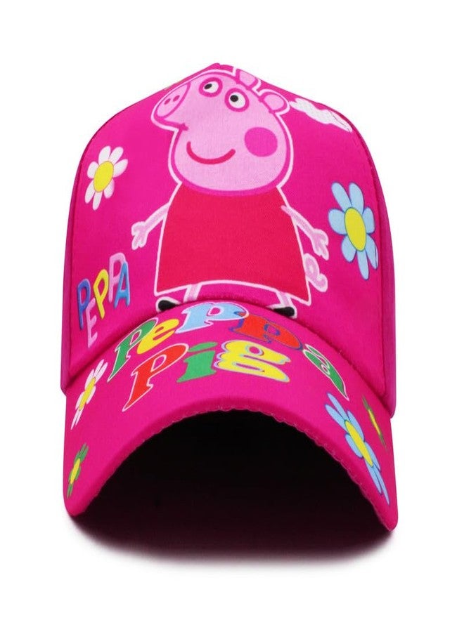 VRITRAZ Peppa Pig Girls Baseball Cap | Pink Adjustable Cotton Hat with Cartoon Character & Flower Print | Cute Outdoor Snapback Cap for Kids | Trendy Gift for Girls - Image 3