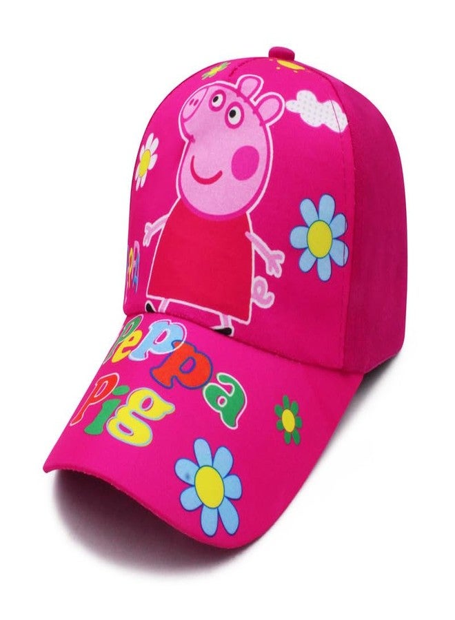 VRITRAZ Peppa Pig Girls Baseball Cap | Pink Adjustable Cotton Hat with Cartoon Character & Flower Print | Cute Outdoor Snapback Cap for Kids | Trendy Gift for Girls - Image 2