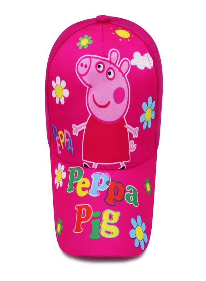 VRITRAZ Peppa Pig Girls Baseball Cap | Pink Adjustable Cotton Hat with Cartoon Character & Flower Print | Cute Outdoor Snapback Cap for Kids | Trendy Gift for Girls - Image 5