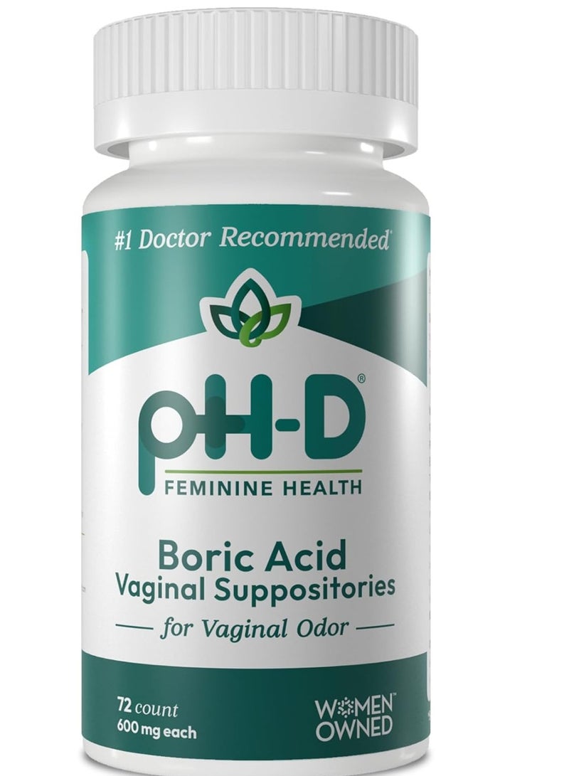 pH-D Feminine Health Support Boric Acid Suppositories 600mg 72 Count  - Image 1