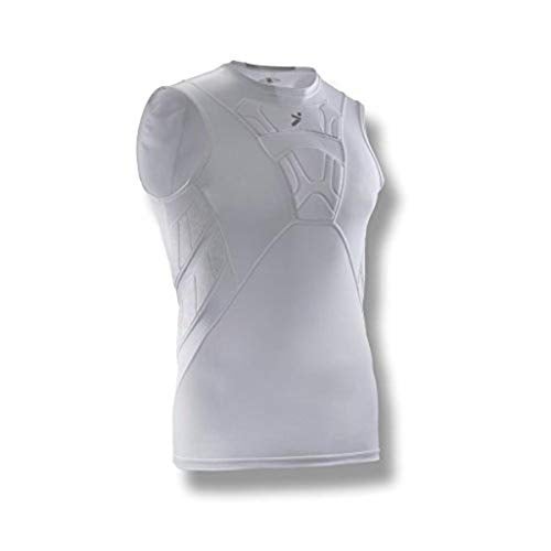 Storelli BodyShield Sleeveless Undershirt, Protective Soccer Base Layer, Lightweight Compression Top with Padded Chest and Rib Protection, Ultimate Comfort and Safety for Athletes, White, Youth Small - Image 1