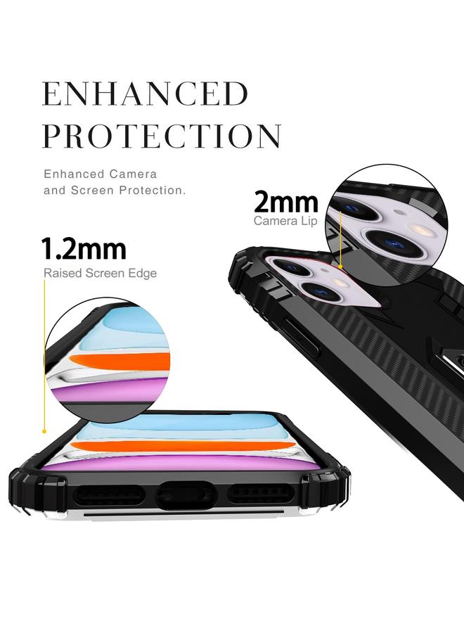 اس-توب جراب لهاتف iPhone 12 mini مصنوع من ألياف الكربون مع حامل حلقي يدور 360 درجة - Image 4