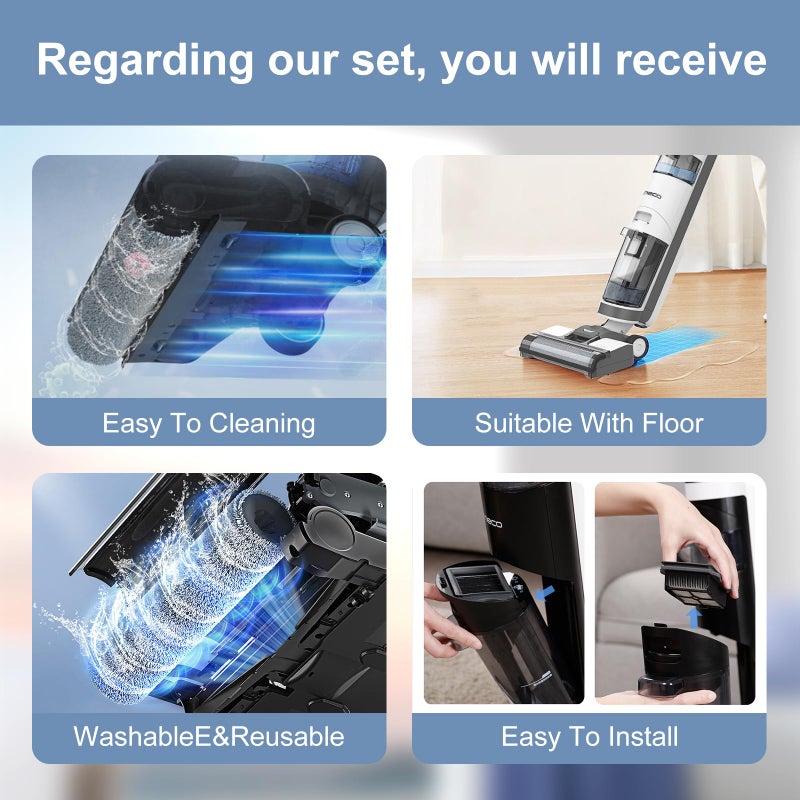 Nukisa Vacuum Mop Replacement Parts Compatible with Tineco Roller Brush Replacement, Suitable with Ifloor 3 Series, Floor One S3 Series, Ifloor 5 Breeze Cleaner, Set Includes 2 Roller Brushes and 5 Filters - Image 5
