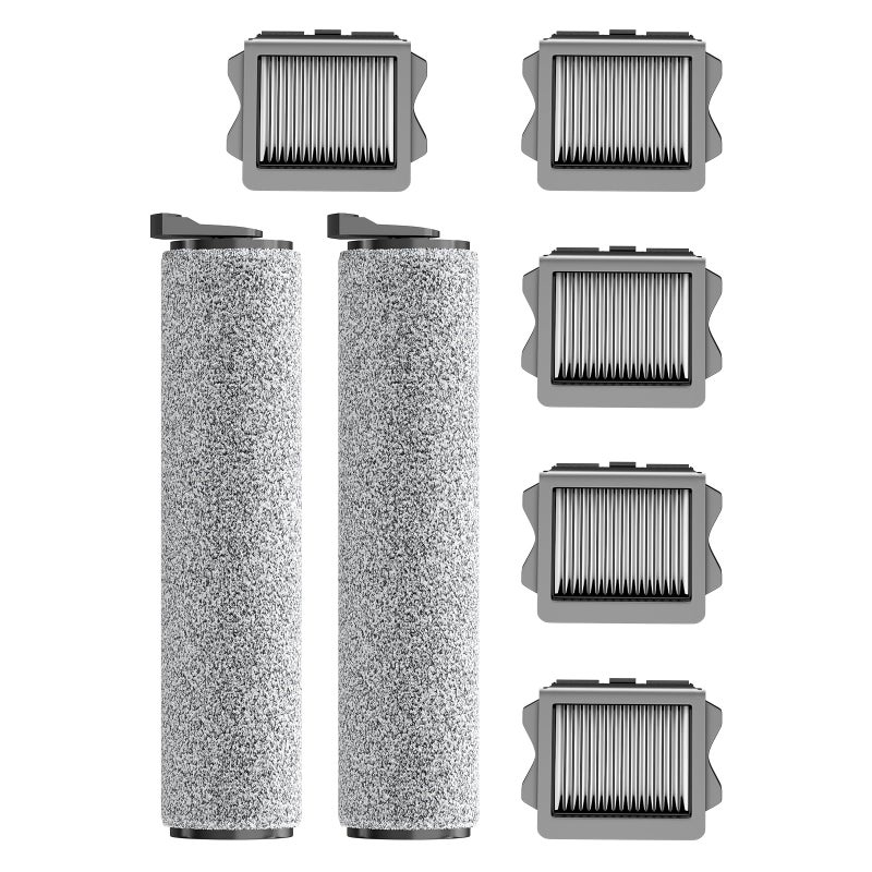 Nukisa Vacuum Mop Replacement Parts Compatible with Tineco Roller Brush Replacement, Suitable with Ifloor 3 Series, Floor One S3 Series, Ifloor 5 Breeze Cleaner, Set Includes 2 Roller Brushes and 5 Filters - Image 1
