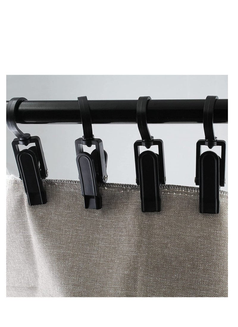 Laundry Hooks Clip Plastic Clothes Pins Super Strong Hanger Clips Swivel Hooks Clip for Clothing Store Home Office Workshop Swivel Laundry Clips Curtain Clips Clothes Pins White Black 20 PCS  - Image 4
