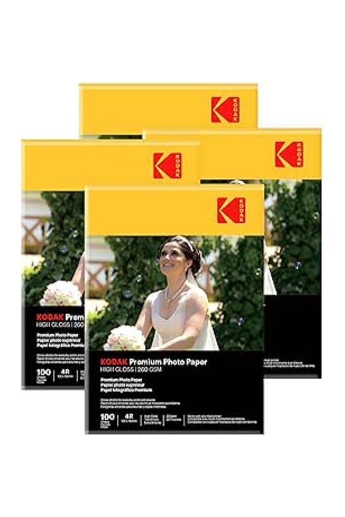 كوداك ورق صور لامع جاف فوري من كوداك 260 جرام 4R (102 × 152 مم) - عبوة من 4 × 100 ورقة (400 ورقة) - Image 1