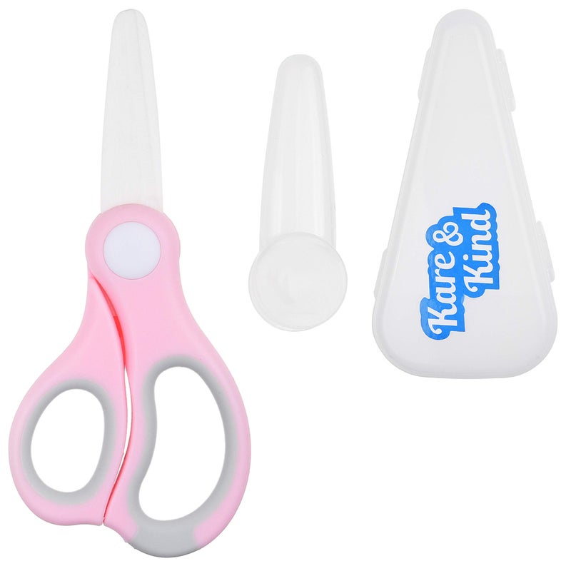 Kare Kind Kare & Kind Ceramic Baby Food Scissors - Pink - With Dust Cover and Storage Case - Cut Baby Food Easily - Ideal for Noodles, Meat, Chicken, Veggies and Fruits (Pink - 1 Pack) - Image 1