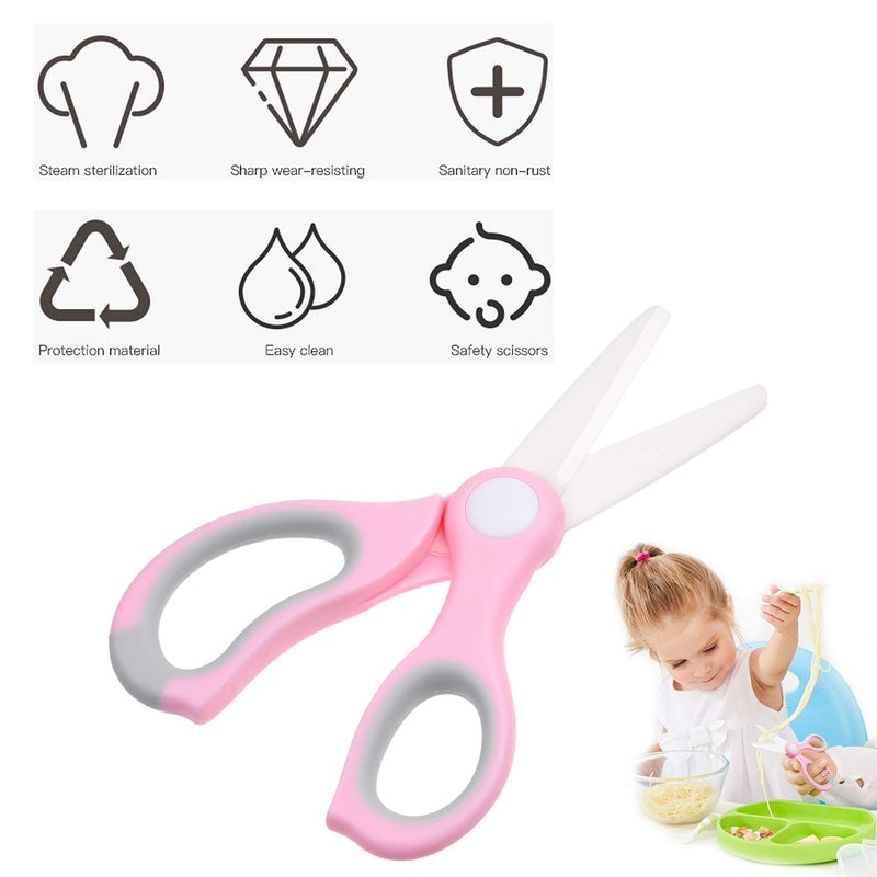 Kare Kind Kare & Kind Ceramic Baby Food Scissors - Pink - With Dust Cover and Storage Case - Cut Baby Food Easily - Ideal for Noodles, Meat, Chicken, Veggies and Fruits (Pink - 1 Pack) - Image 5