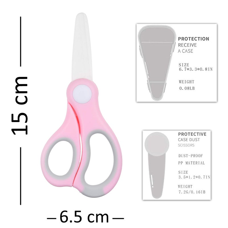 Kare Kind Kare & Kind Ceramic Baby Food Scissors - Pink - With Dust Cover and Storage Case - Cut Baby Food Easily - Ideal for Noodles, Meat, Chicken, Veggies and Fruits (Pink - 1 Pack) - Image 4