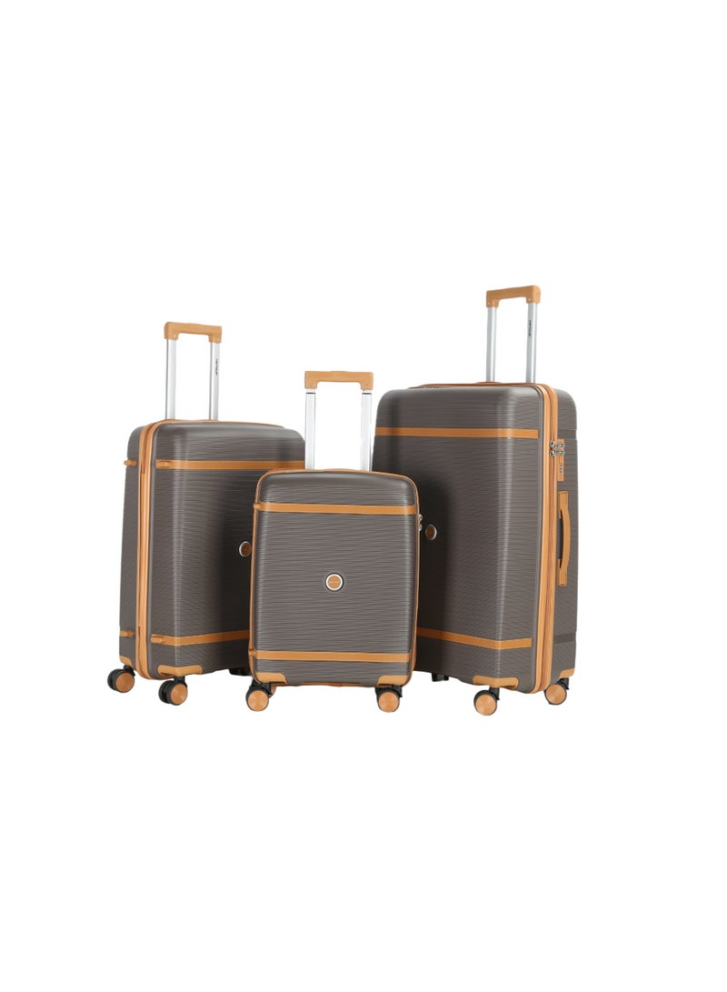 فيبتور طقم حقائب سفر صلبة دوارة مكون من 3 قطع مع قفل TSA - مصنوع من مادة البولي بروبيلين المتينة، بعجلات مزدوجة تدور 360 درجة، ومقبض من الألومنيوم - Image 1