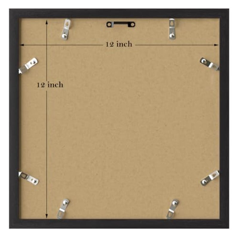 12x12 Picture Frames Black Set of 9, Wooden Square Photo Frame Displays 8x8 With Mat and 12x12 Without Mat, Poster Frame for Wall Hanging Home Decoration-Mounting Hardware Included - Image 4