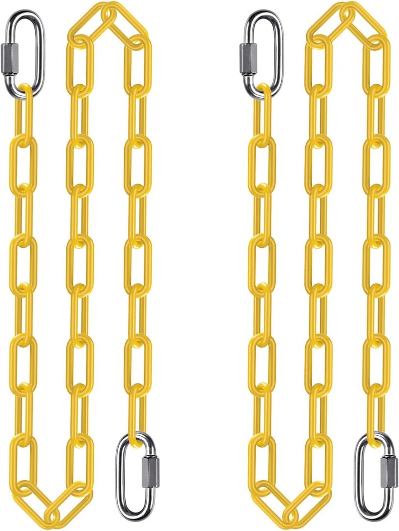 BeneLabel 2Pcs 60" Heavy Duty Hanging Chains with Carabiners 1000 LBs Capacity Swing Chain with Hooks Porch Swing Chains Yellow Coated Chain for Hammock, Tree Swing, Hanging Chair, Heavy Bags, Swing Chair - Image 1