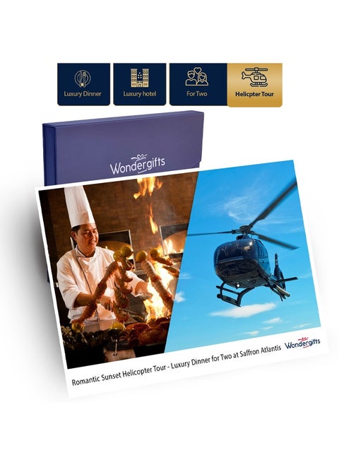 Helicopter Tour & Dinner Buffet for Two at Saffron Atlantis - Experience Gift with Free Spa Voucher