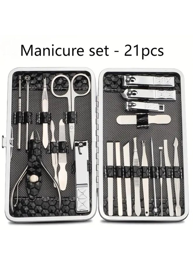 مجموعة قصاصة أظافر زرقاء فاخرة مع مبرد قدم وأدوات من الفولاذ المقاوم للصدأ - Image 3