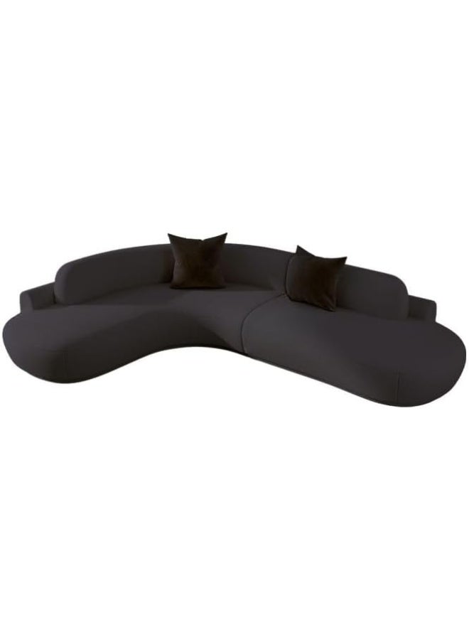 LUXURY LUXE Luxury Luxe Midnight Black Curved Sectional Sofa, Left Hand Facing, Frosted Velvet Upholstery, Armless, Pillow Back, Scratch Resistant  - Image 1