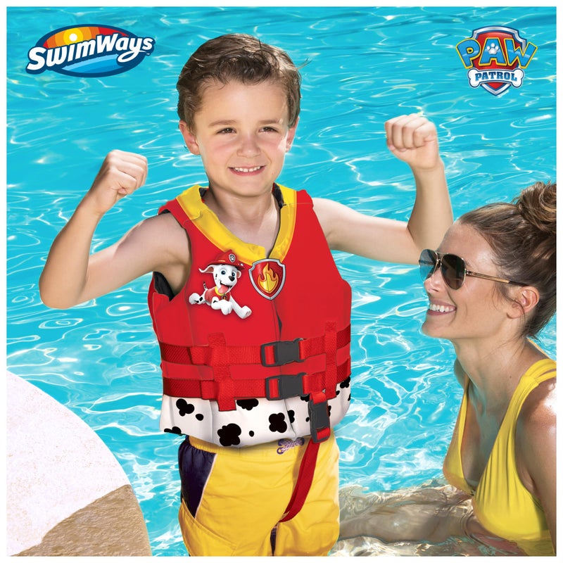 SwimWays سترة النجاة للسباحة من سويمايز مع باترول باو، سترة نجاة معتمدة من خفر السواحل الأمريكي للأطفال، طوافات وسترات نجاة للأطفال من 33-55 رطل، مارشال - Image 2