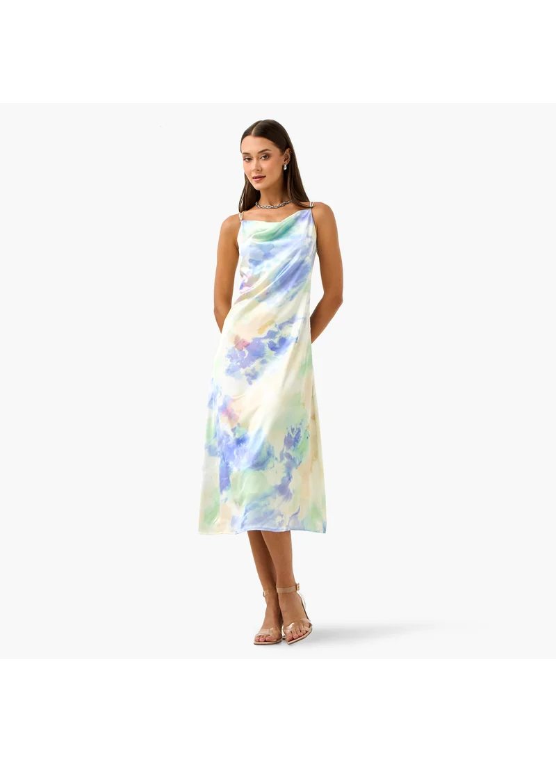 2Xtremz 2Xtremz Tie Dye Print Satin Strappy Sleeveless Dress