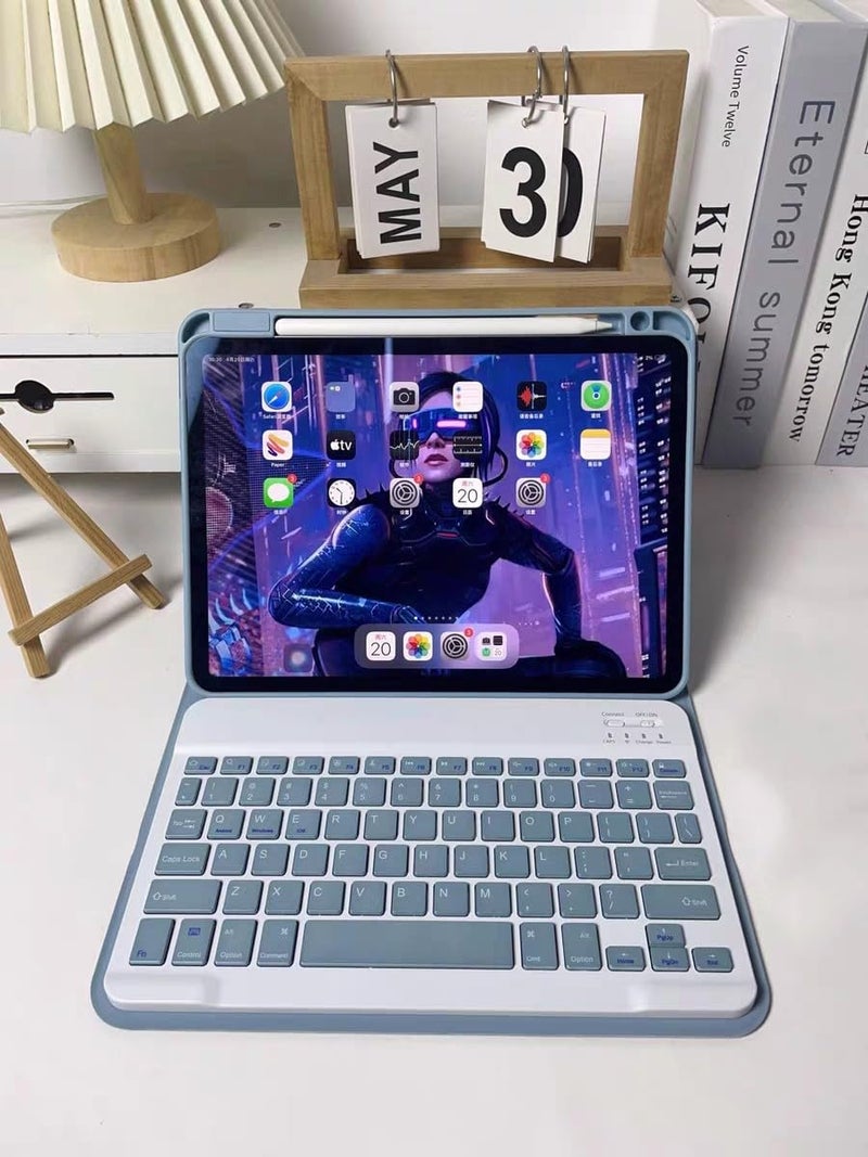 AnMengXinLing Keyboard Case for iPad mini 7 (A17 Pro) /Mini 6, Magnetic Detachable Case with Keyboard Built in Pencil Holder for 8.3inch iPad Mini7th/6th Generation, Blue - Image 2