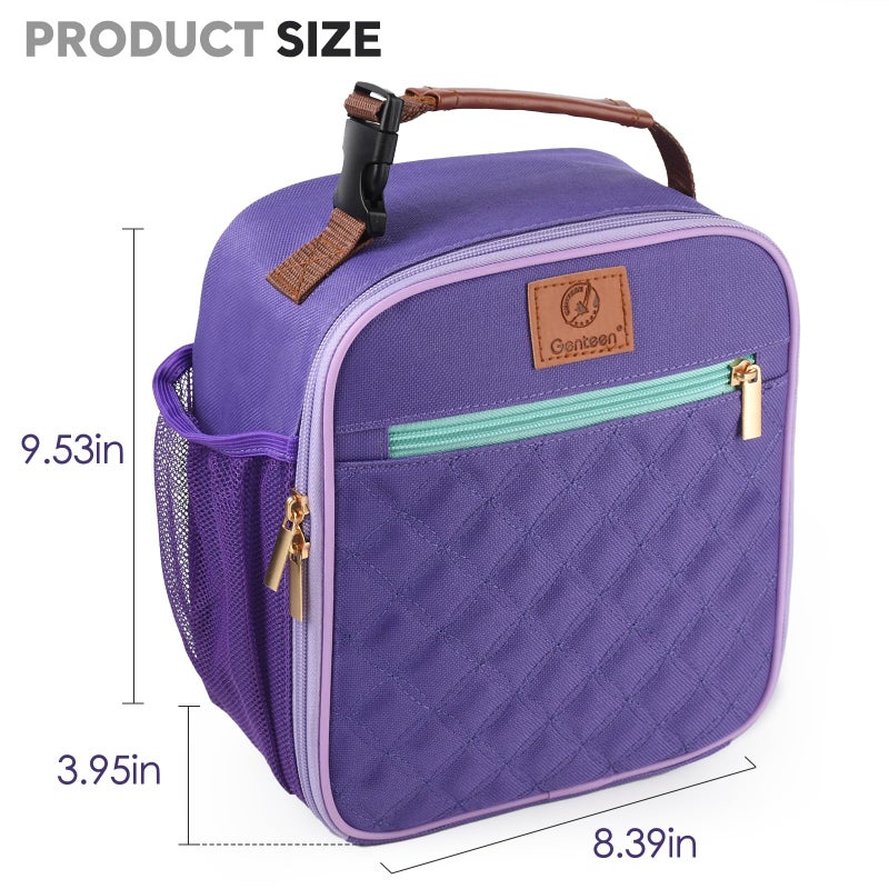 Genteen Kids Lunch Box Lunch bag for Kids Girls Teen,Insulated Lunch Bag with Bottle Holder,Small Lunch Box Cooler Lightweight Reusable LunchBox for Work Office School Travel Picnic-Purple - Image 5