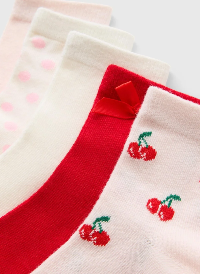 ماتلان عبوة من  جوارب حمراء للبنات بتصميم الكرز