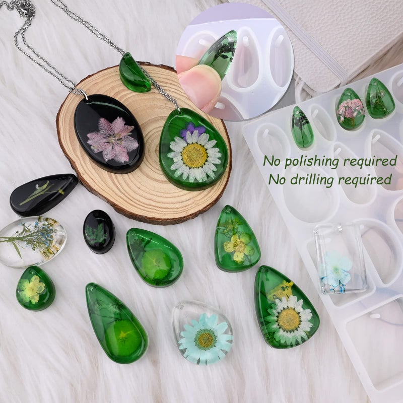 Actvty Resin Jewelry Molds for Casting - Silicone Molds for Epoxy Resin, Pendant Mold for DIY Gem Cabochon, Earring, Necklace Jewelry Making - Image 3