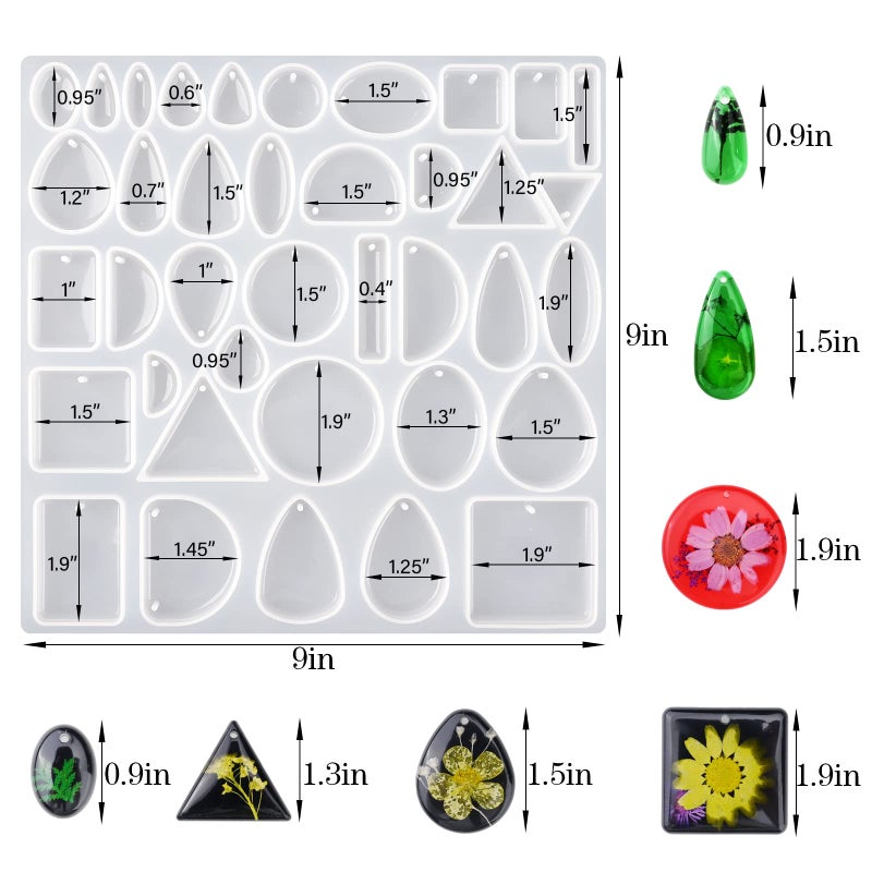 Actvty Resin Jewelry Molds for Casting - Silicone Molds for Epoxy Resin, Pendant Mold for DIY Gem Cabochon, Earring, Necklace Jewelry Making - Image 2