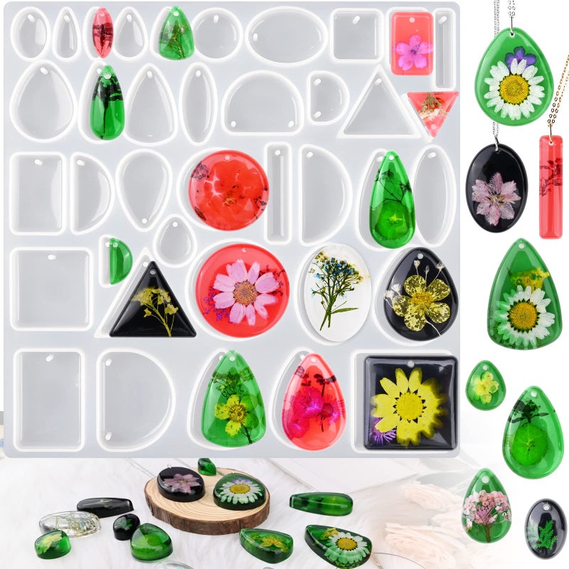 Actvty Resin Jewelry Molds for Casting - Silicone Molds for Epoxy Resin, Pendant Mold for DIY Gem Cabochon, Earring, Necklace Jewelry Making - Image 1
