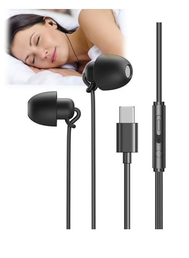 Generic Sleep Earbuds in-Ear Headphones Wired,Soft Silicon Earplugs Noise Cancelling Sleeping Earphones Tangle Free with Mic for Side Sleeper,Insomnia,Air Travel, Relaxation,ASMR (Black)  - Image 1