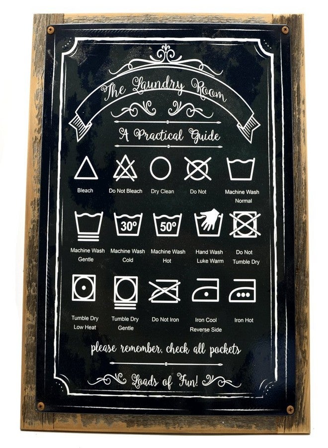 HBA Wood-Framed Laundry Guide Metal Sign, Home Decor, Modern Decor, Laundry Room Decoration - Image 1