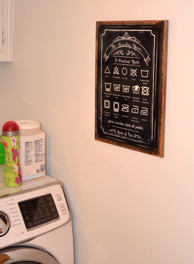 HBA Wood-Framed Laundry Guide Metal Sign, Home Decor, Modern Decor, Laundry Room Decoration - Image 2