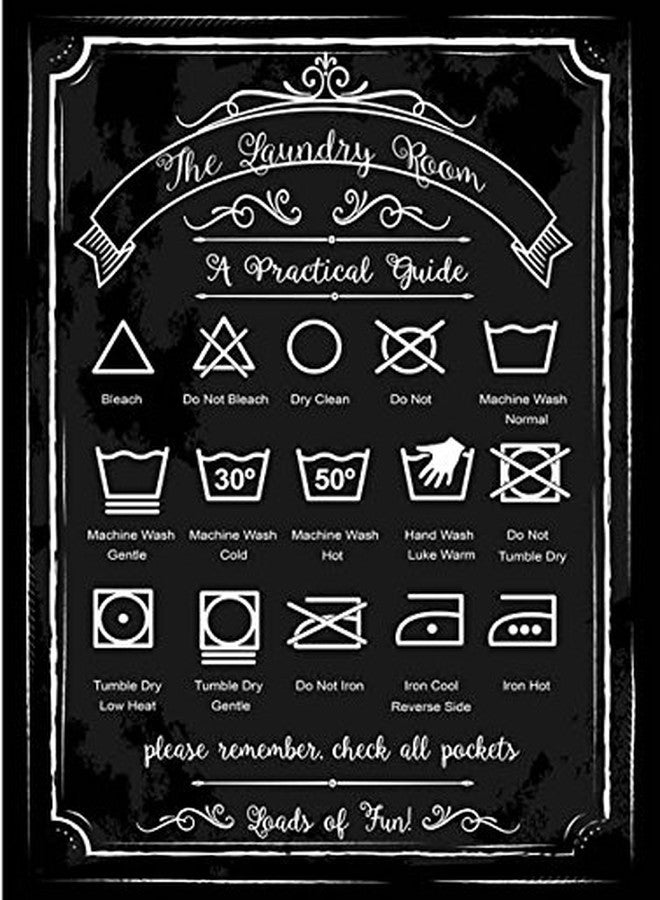 HBA Wood-Framed Laundry Guide Metal Sign, Home Decor, Modern Decor, Laundry Room Decoration - Image 3