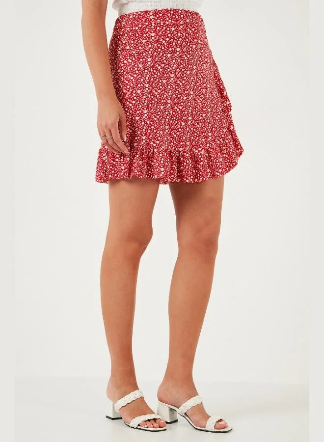 ليلا تنورة نسائية ضيقة بخصر عالٍ وكشكشة بنقشة ليلا