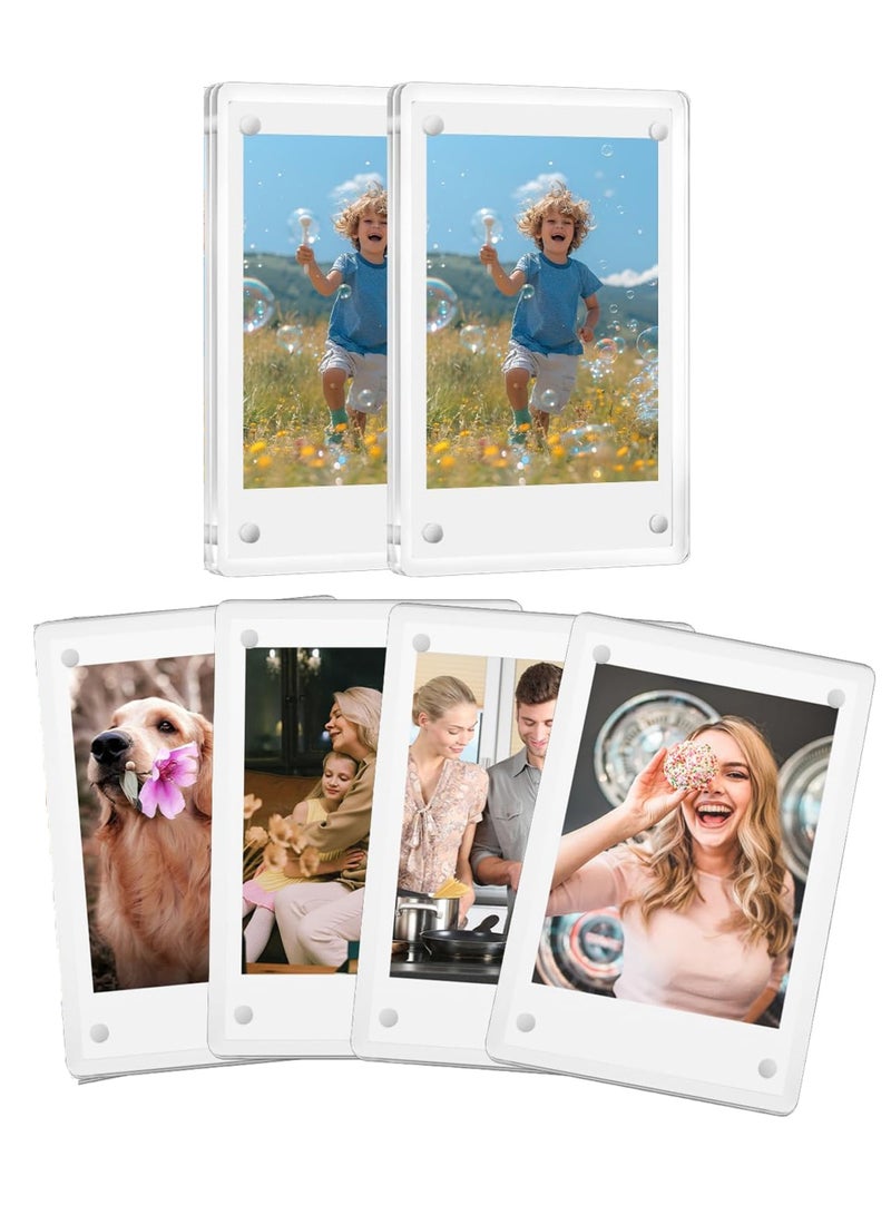 LuckSa 6 Pack Acrylic Polaroid Refrigerator Magnet Picture Frames, Clear Mini Frames for Instant Photos, 2.36 x 3.54 Inch Magnetic Instax Frame for Refrigerator Display - Image 1
