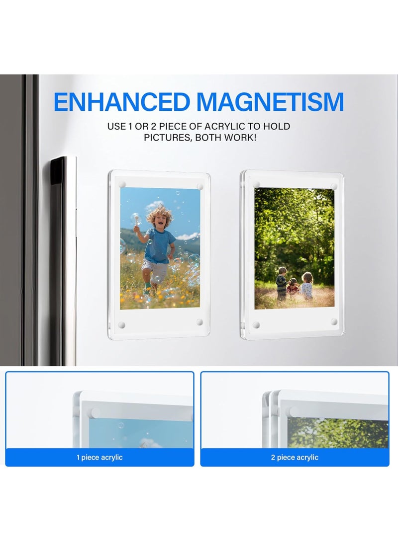 LuckSa 6 Pack Acrylic Polaroid Refrigerator Magnet Picture Frames, Clear Mini Frames for Instant Photos, 2.36 x 3.54 Inch Magnetic Instax Frame for Refrigerator Display - Image 5