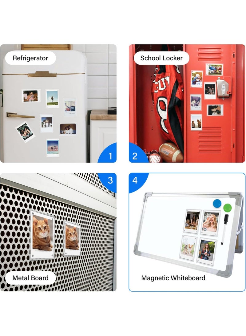 LuckSa 6 Pack Acrylic Polaroid Refrigerator Magnet Picture Frames, Clear Mini Frames for Instant Photos, 2.36 x 3.54 Inch Magnetic Instax Frame for Refrigerator Display - Image 4