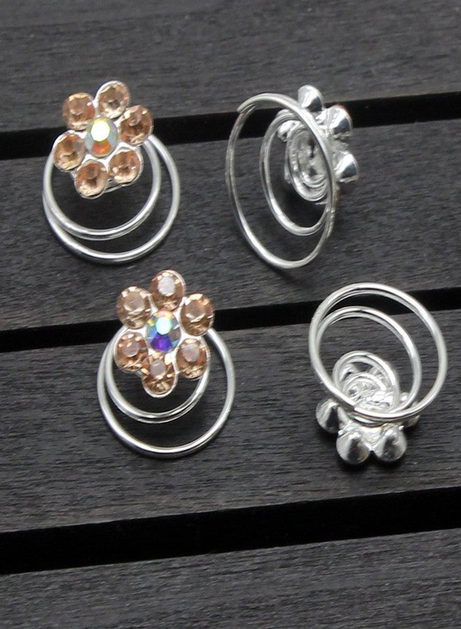 Newstarfactory Rhinestone Studded Collection Flower Spiral Hair Pin Pack of 12 (Champagne) - Image 3