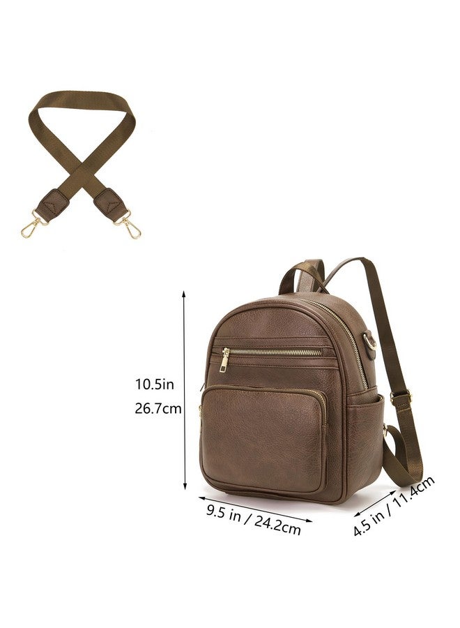 Idesort Small Backpack Purse for Women Girls Cute Backpacks Purse set with Wallet Convertible Shoulder bag CaramelBrown - Image 2
