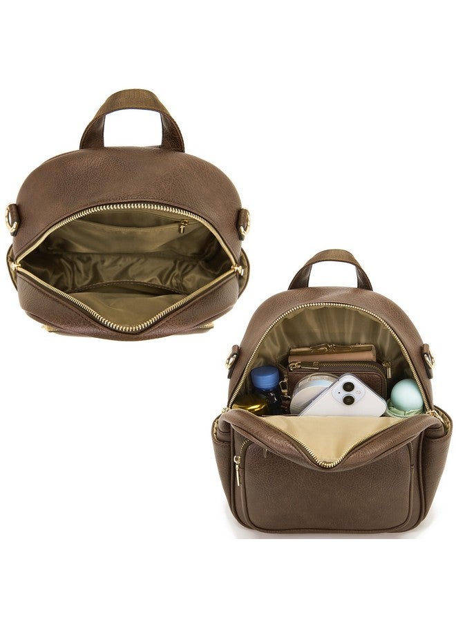 Idesort Small Backpack Purse for Women Girls Cute Backpacks Purse set with Wallet Convertible Shoulder bag CaramelBrown - Image 4