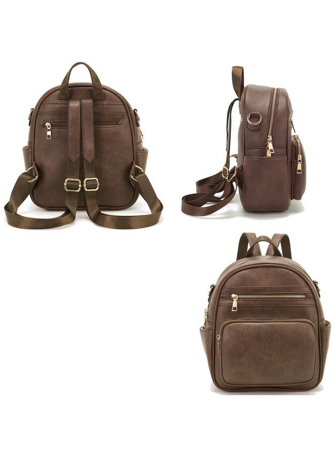 Idesort Small Backpack Purse for Women Girls Cute Backpacks Purse set with Wallet Convertible Shoulder bag CaramelBrown - Image 3