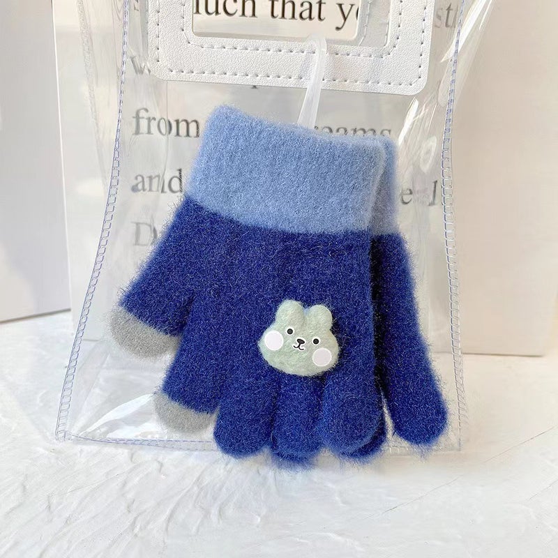 Thickened Full-Finger Childrens Mittens Smiley Xiong Qing 
