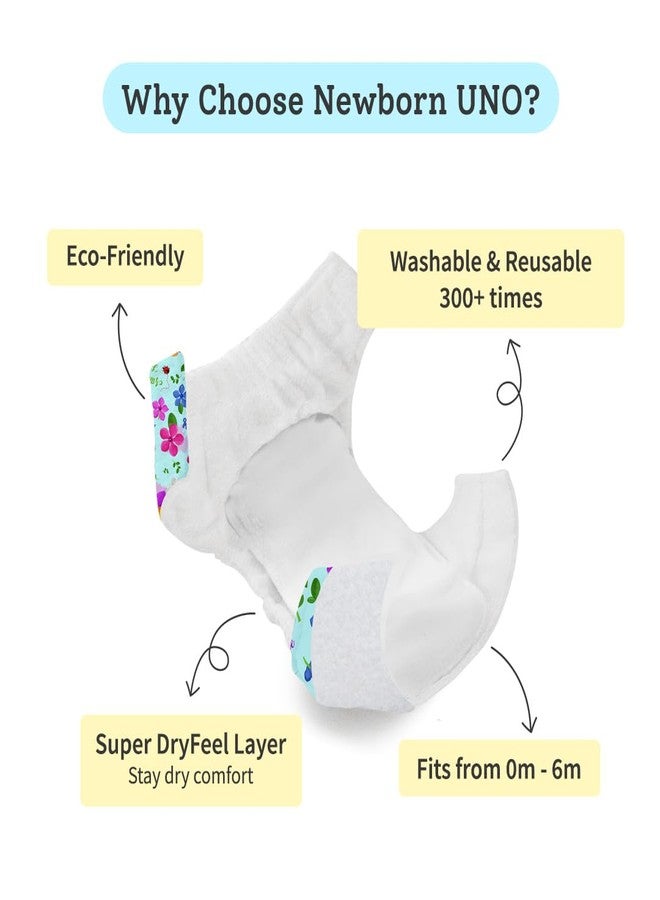 SuperBottoms Newborn Baby Diapering Essentials Gift Pack-1 Newborn UNO Reusable, Stay Dry, Leak proof Cloth Diaper + 1 Organic Cotton Insert Pad, 3 Dry Feel Langots & 1 Charmling, Fits 0-3m (6 items) - Image 5