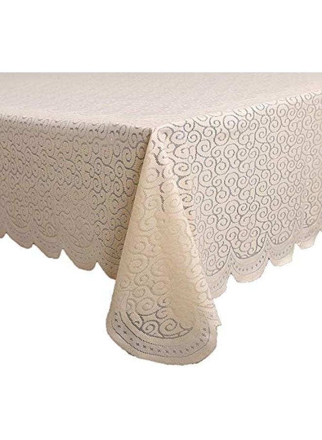 Kuber Industries Zig Zag Design Cotton 6 Seater Dining Table Cover Cream - Image 3