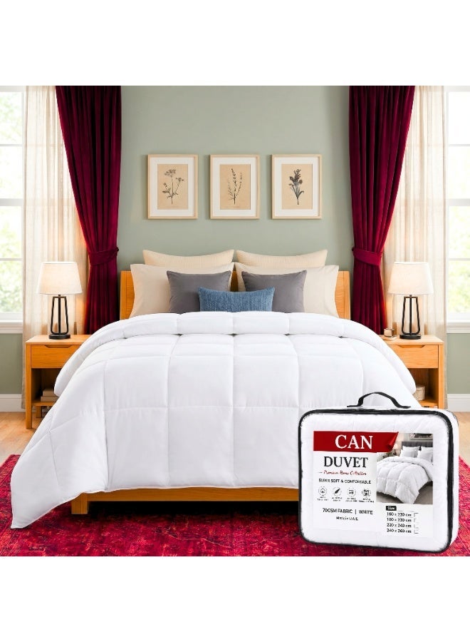 CAN Premium White Duvet White - Size 180x230 Ultra Soft Light weight All Season Comforter - Hypoallergenic Box Stitch Quilted Bedding - Hotel Quality Duvet for Perfect Sleep - Single - Image 1