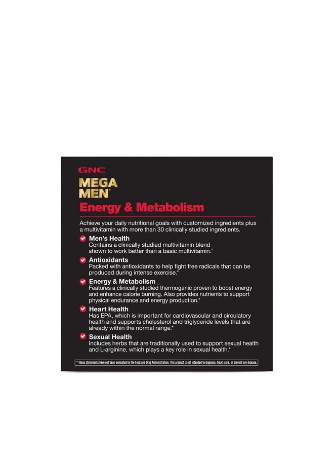 جي إن سي برنامج فيتاباك للطاقة والتمثيل الغذائي من جي إن سي ميجا مين، تغذية متكاملة ومريحة، ٥ منتجات في عبوة واحدة، حرق السعرات الحرارية، مُولِّد للحرارة، ٣٠٠ ملغ من الكافيين، ٣٠ عبوة يومية - Image 3