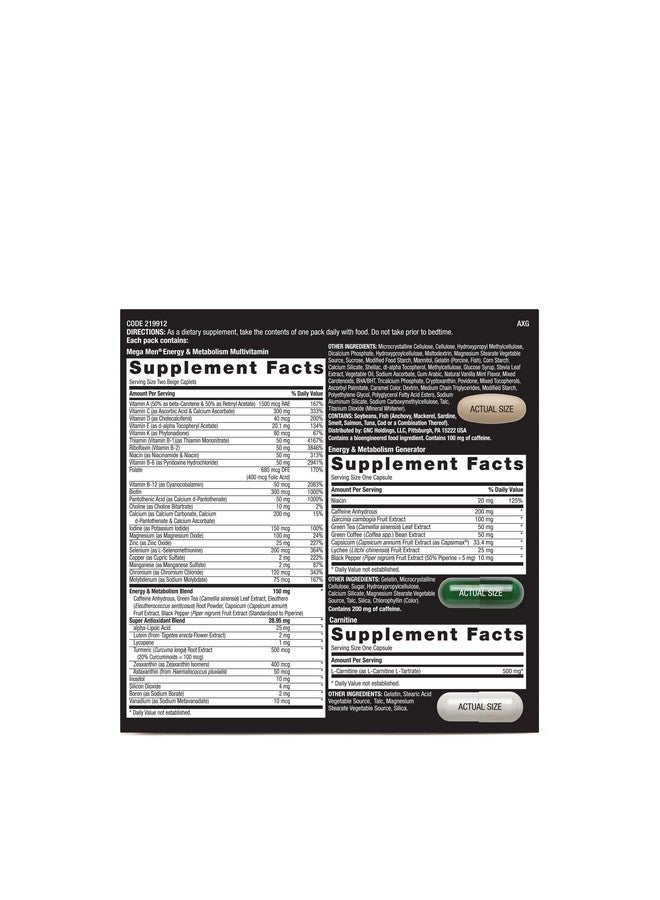 جي إن سي برنامج فيتاباك للطاقة والتمثيل الغذائي من جي إن سي ميجا مين، تغذية متكاملة ومريحة، ٥ منتجات في عبوة واحدة، حرق السعرات الحرارية، مُولِّد للحرارة، ٣٠٠ ملغ من الكافيين، ٣٠ عبوة يومية - Image 4