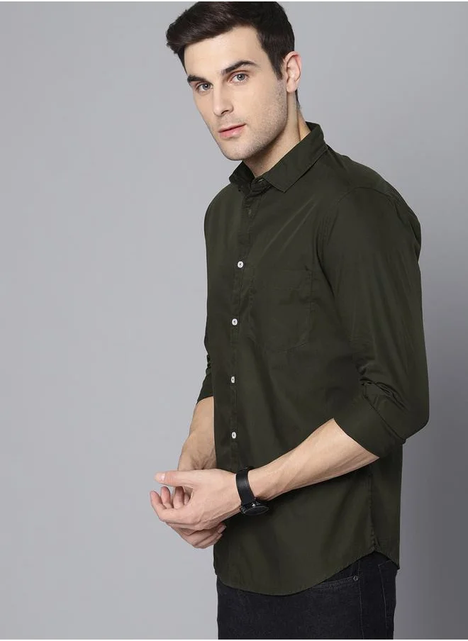 Dennis Lingo Solid Slim Fit Casual Shirt by Styli