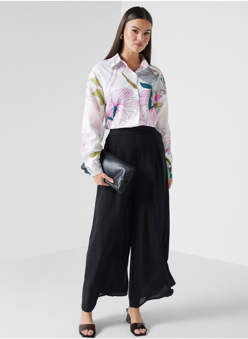 ELLA - Wide Leg Pants With Front Pleat - Image 1