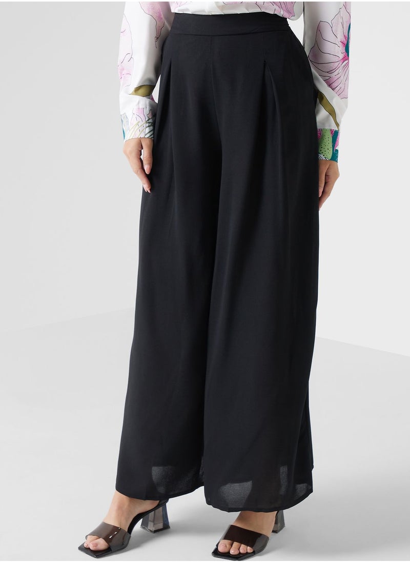 ELLA - Wide Leg Pants With Front Pleat - Image 1