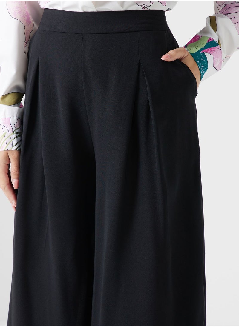 ELLA - Wide Leg Pants With Front Pleat - Image 1