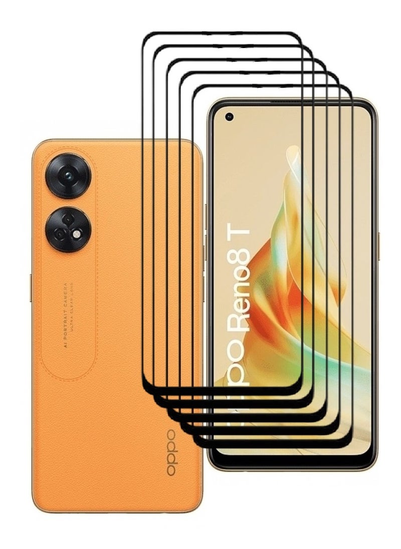 AINA 5 Pieces Tempered Glass Screen Protector 5D Designed For Oppo Reno8 T Full Glue Edge to Edge Full Screen Coverage And Bubble Free - Image 1